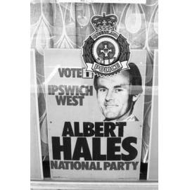 Poster for Albert Hales of the National Party of Australia, Ipswich, November 1977