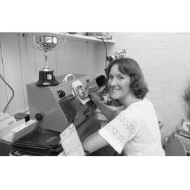 Thought to be Kerry Schmidt at Whitehead Studios, Ipswich, November 1977