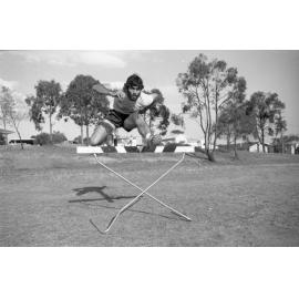 Garry Brown jumping hurdles, Ipswich, November 1977