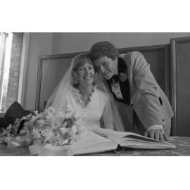 Unidentified newlywed couple, Ipswich, Queensland, February 1978