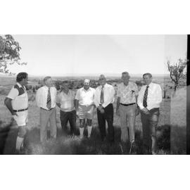Ron Camm and Stanley Hayes with unidentified group of men, Ipswich, Queensland, February 1978