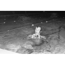 Unidentified swimmer with goggles, Ipswich, Queensland, February 1978