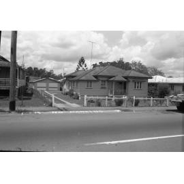 Unidentified house with 'No Parking' painted on the kerb, Ipswich, Queensland, 14th February 1978