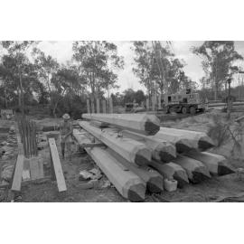 Construction of a bridge at an unidentified mine, Ipswich, Queensland, 14th February 1978