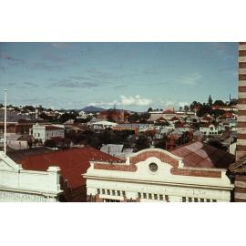 Panoramic view of Ipswich from Cribb & Foote building on corner of Bell and Brisbane Streets, Ipswich, early 1980s