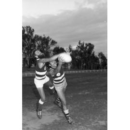 Two unidentified AFL players, Ipswich, Queensland, 16th February 1978