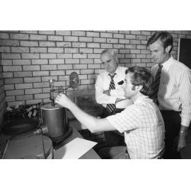 Unidentified man with Ron Camm and Albert Hales, Ipswich, November 1977