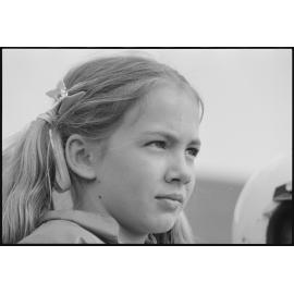 Unidentified girl participating in the Kalbar State Primary School Bike-a-Thon, Kalbar, July 1985