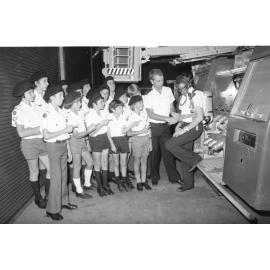 The St John's Youth Goodna group visit a fire house, Ipswich, February 1978