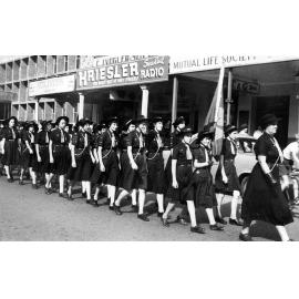 Ipswich girl guides during ANZAC Day Parade, Ipswich, 1958