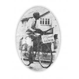 Roy Edwards on his bicycle, Ipswich, 1930s