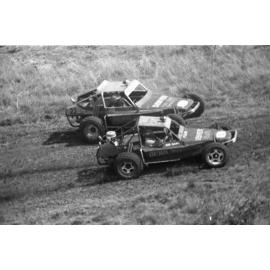 Sprint Cars, No. 22, driven by Tom Poots, and No. 4, driven by Bob Baird, racing in the 1979 Queensland Times Off-Road Spectacular, Minden, Somerset, November 1979