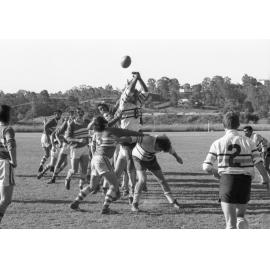 Rugby game between unidentified teams, Ipswich, April 1978