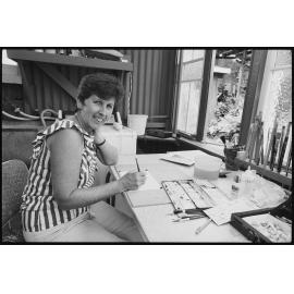 Unidentified artist painting, Ipswich, February 1986