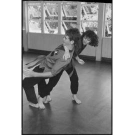 Two martial artists practicing Zen Do Kai, Ipswich, January 1986 