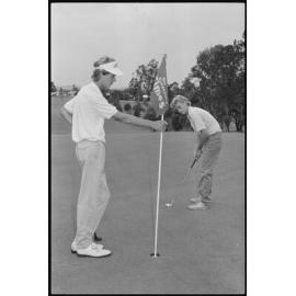 Two unidentified golfers, Ipswich, January 1986