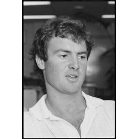 Unidentified man photographed whilst being interviewed, Ipswich, January 1986 
