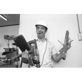 Gary Manning with tools, thought to be taken in Gailes, Ipswich, December 1979