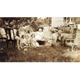 Jones and Evans families with friends at Oakleigh (house) Redbank Plains, Ipswich, 1941