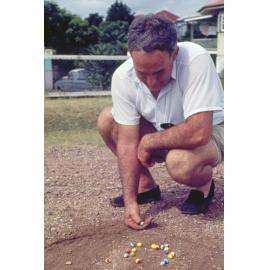 Playing marbles, Pelican Street, North Ipswich, 1970
