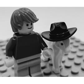 Brickswich version of Girl putting a hat on a billy goat, Ipswich, from 1977