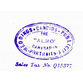 Trademark of 'Almo' Cameraman of Rosewood, Ipswich, early 1950s