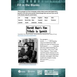 Picturing Your Past - Fill-in-the-Blanks Queensland Times Newspaper activity