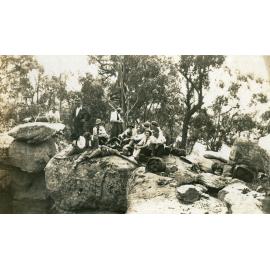Members of Jones family of Oakleigh (house), and friends, preparing for trip home from Spring Mountain, 1920s