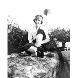 Emily Pedley, during a picnic at Spring Mountain, 1920s