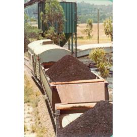 Wagons from Southern Cross Mine at Swanbank Power Station, Ipswich, c. 1974