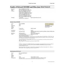 Family of Edward Moore and Eliza Jane Macnally - Family Group Sheet