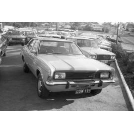 Ford Cortina, car advertisement for unidentified car dealership, Ipswich, August 1980