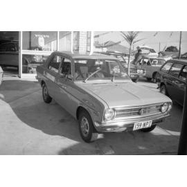 Datsun 1200 Sedan, car advertisement thought to be for Ipswich Mazda, Bundamba, October 1980