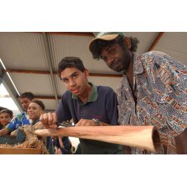 William Bonner and Ken Henry making a didgeridoo, Ipswich, December 2003