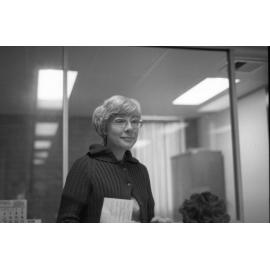Jean, employee at Jeff Denman's Tyre and Auto Service, Ipswich, August 1980