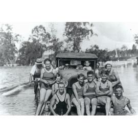 Swimming in flood waters, Rosewood, 1930s