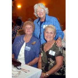 Vi Jorgensen from Barellon Point (top) , Pat Andrew from Locker Valey and Trish Beasley from Brassall at Christmas event, Ipswich, December 2003