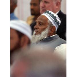 Unidentified audience member at the opening ceremony for the new Douglas street Mosque, Ipswich, December 2003