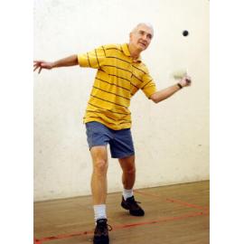 Unidentified man playing table tennis, Ipswich, September 2003