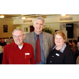 vice president John Bishop from Heart Support Australia, makes a donation to  Gerard Pender and Gayle Brockie for Ipswich Hospice, Ipswich, September 2003