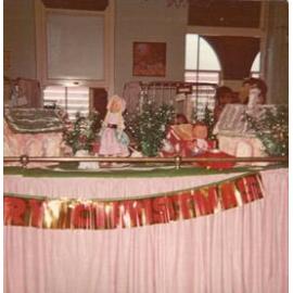 Marble top cabinet with Christmas decorations, Children's ward, Ipswich Hospital, Ipswich, 1980
