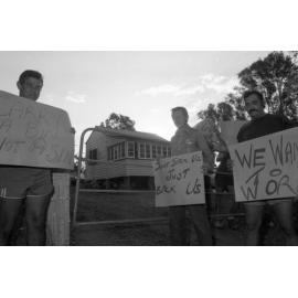 Unidentified men protesting during the Rosewood Rubbish Protest, Ipswich, September 1980