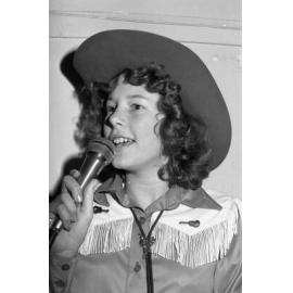 Dusty's Talent Quest Entrant with guitar pins, Ipswich, September 1980