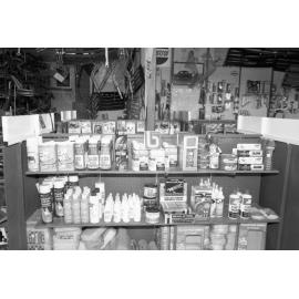 Interior of an unidentified garage shop Ipswich, September 1980