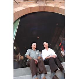 Electricians, George Clark and Cliff Rea at the railway workshops (both started in 1938), Ipswich, February 2003.