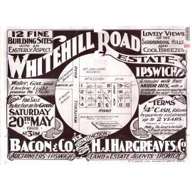 Whitehill Road Estate map, Eastern Heights, Ipswich, 1922