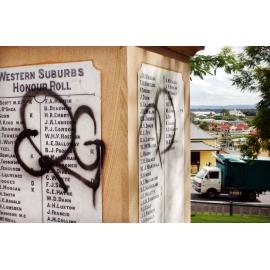 Vandalism of the Western Suburbs War Memorial, West Ipswich, March 2003 
