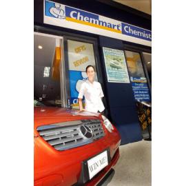 Unidentified woman with car prize from Sherwood Chemmart Chemist's giveaway event, Ipswich, April 200