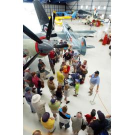Director Steve Hart talks people through the open day for Amberley air show, Ipswich, April 2003