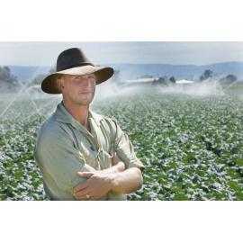 Unidentified man at Gatton irrigation water system, Lockyer Valley, April 2003